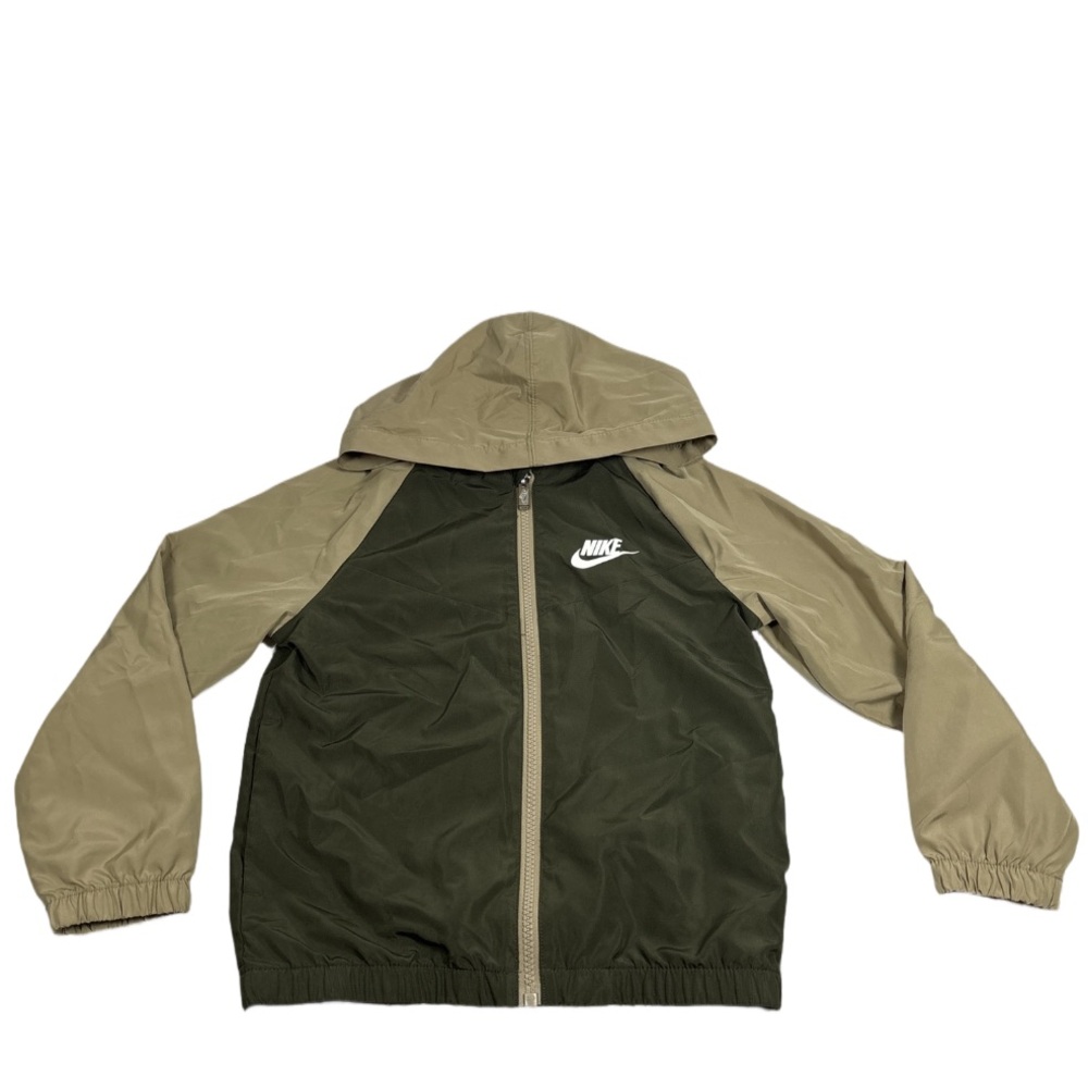 Nike Toddler Windbreaker Jacket Mesh Green Tan Full Zip Size 7 Excellent